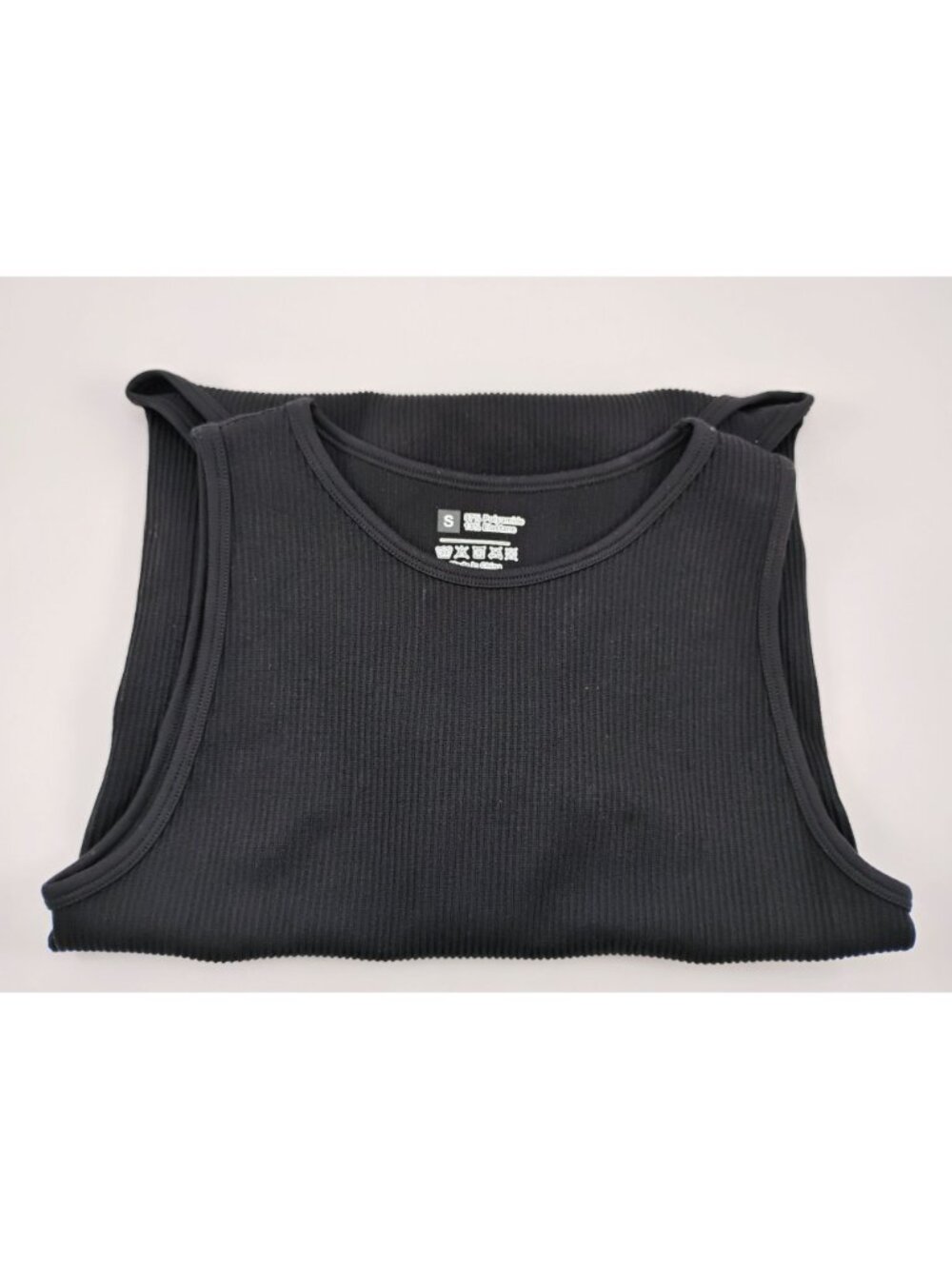 Black Ribbed Seamless Bodysuit Tank Top Stretch Fabric S - Picture 4 of 6